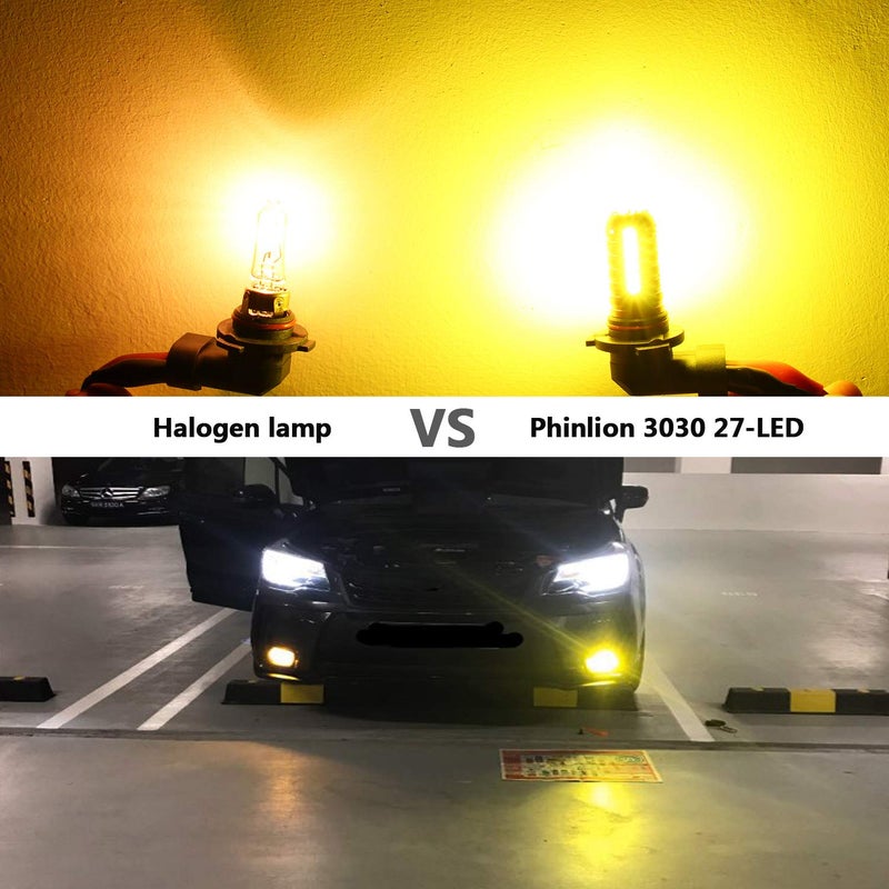 PHINLION H10 9140 9145 Yellow LED Fog Light Bulbs 3000 Lumens Super Bright 3030 27-SMD 9040 9045 9055 9155 LED Bulb Replacement for DRL or Fog Lamps, Golden Yellow - Image 5